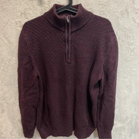 Calvin Klein jeans men’s burgundy sweater quarter zip size large - Picture 1 of 10